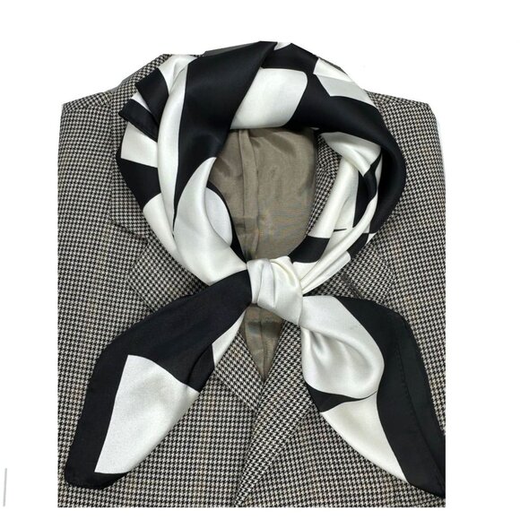 Unbranded Other - Luxury Silk Feel Scarf Black White Modern Abstract Geometric Square Wrap Bandana